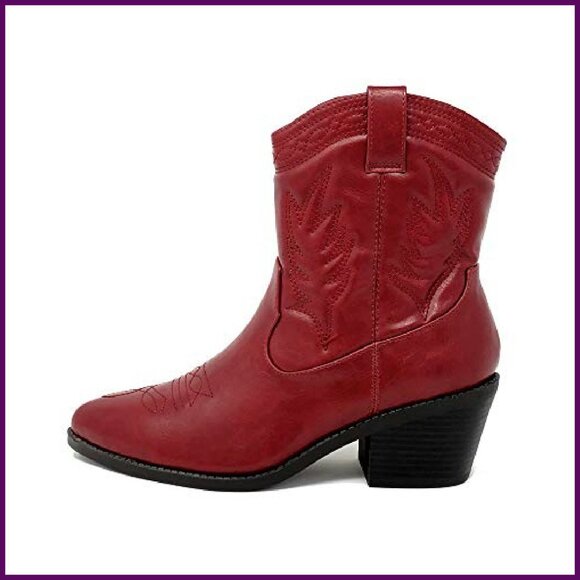 Women's Western Ankle Boots Side Zipper 6.5" Shaft 2.5" Heel - Picture 3 of 5